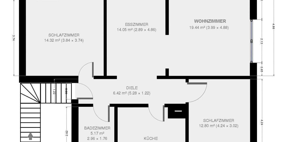 Etagenwohnung Bad Brückenau Römershag - 4 Zimmer, 84 m&sup2;, 520&euro; | Angebot:23834034