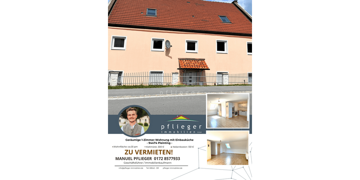 Etagenwohnung Pleinting Pleinting - 1 Zimmer, 35 m&sup2;, 300&euro; | Angebot:26888954