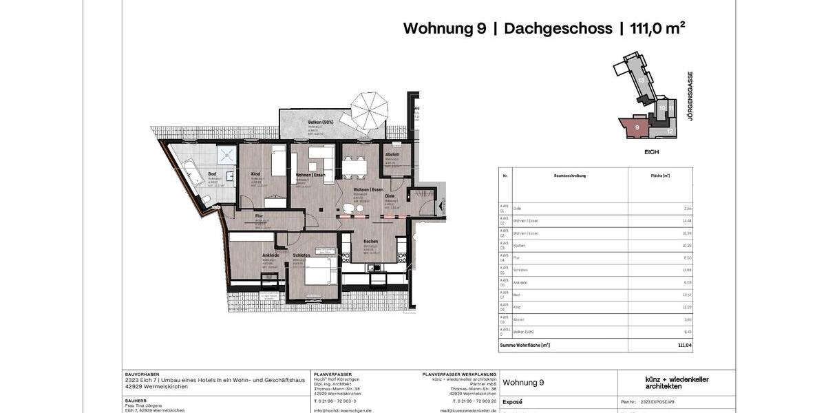 Dachgeschoßwohnung Wermelskirchen - 3 Zimmer, 111 m&sup2;, 1.330&euro; | Angebot:25160900