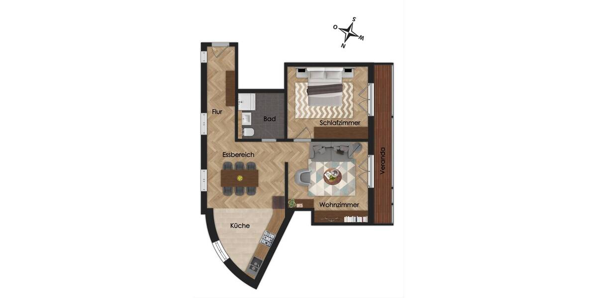 Etagenwohnung Reutlingen Südstadt - 2 Zimmer, 59 m&sup2;, 975&euro; | Angebot:26205610