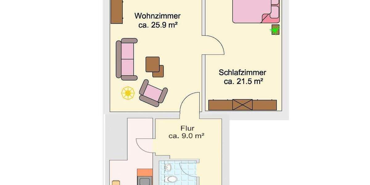 Etagenwohnung Aachen Frankenberger Viertel - 2 Zimmer, 72 m&sup2;, 651&euro; | Angebot:25065950