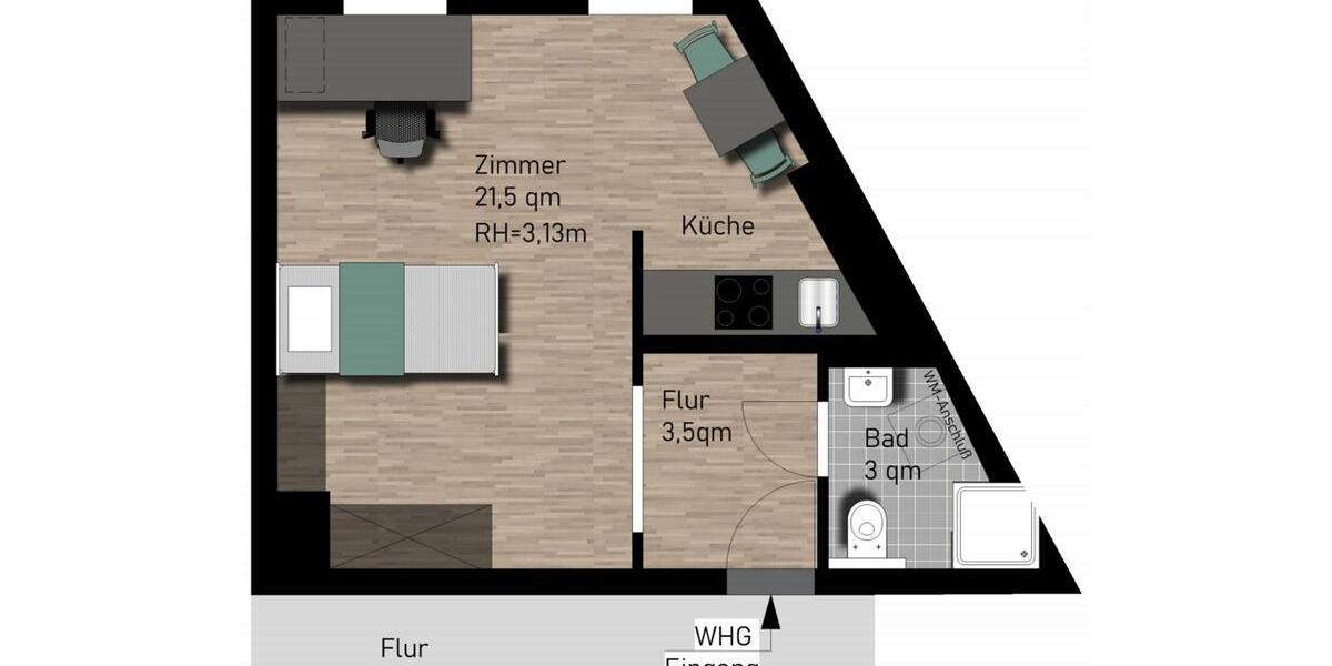 Etagenwohnung Ilmenau - 1 Zimmer, 26 m&sup2;, 225&euro; | Angebot:26232426