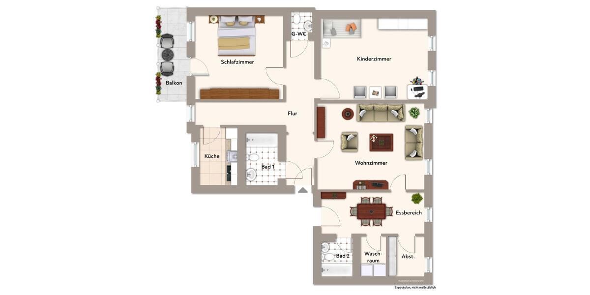 Dachgeschoßwohnung Magdeburg Nordwest - 3 Zimmer, 107 m&sup2;, 856&euro; | Angebot:26626902