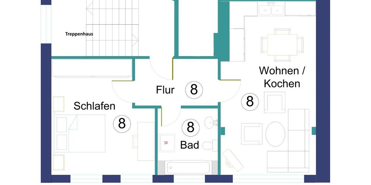 Etagenwohnung Gotha - 2 Zimmer, 49 m&sup2;, 380&euro; | Angebot:26613464