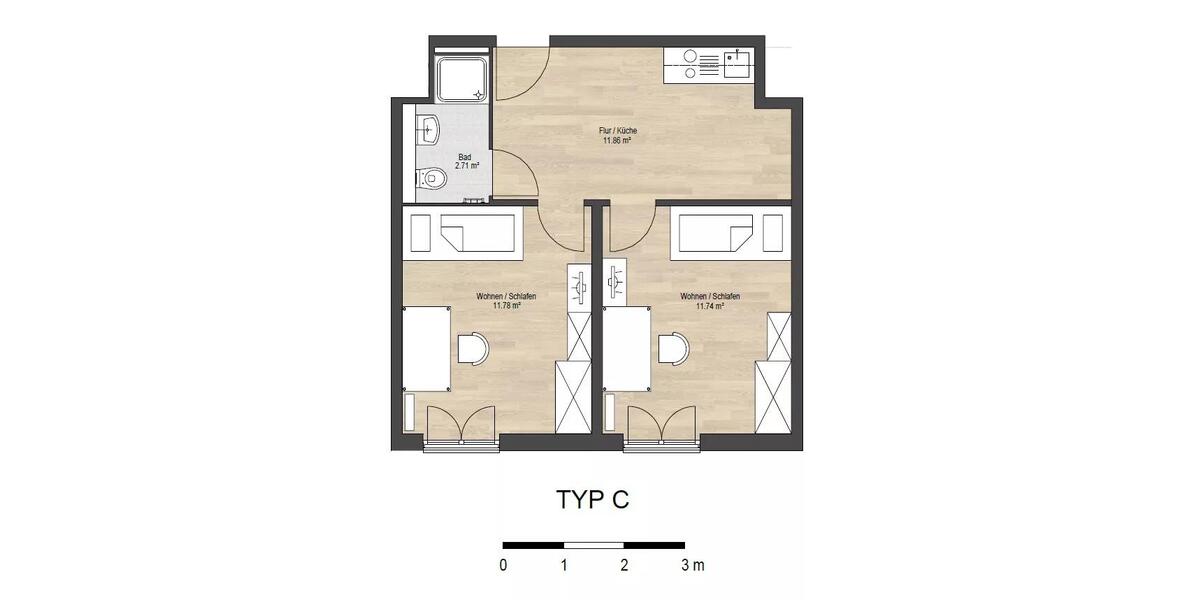 Etagenwohnung Deggendorf - 2 Zimmer, 38 m&sup2;, 585&euro; | Angebot:24918053