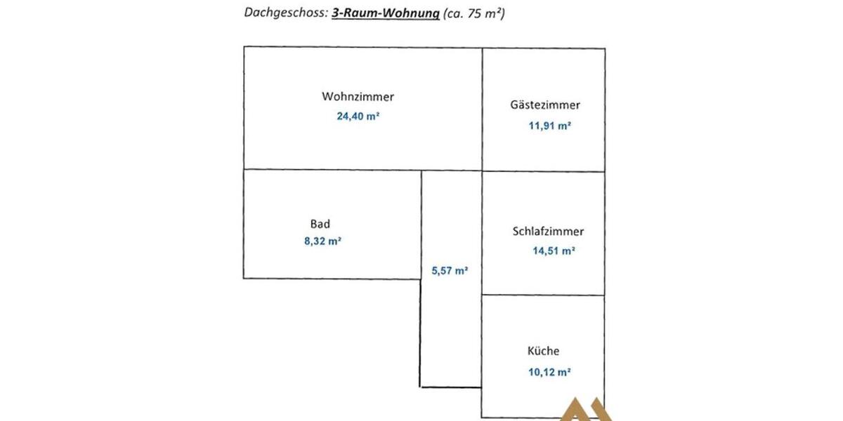 Dachgeschoßwohnung Pritzwalk - 3 Zimmer, 75 m&sup2;, 525&euro; | Angebot:25049502