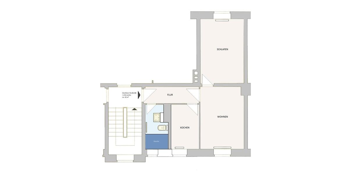 Etagenwohnung Schleiz - 2 Zimmer, 40 m&sup2;, 300&euro; | Angebot:25971342