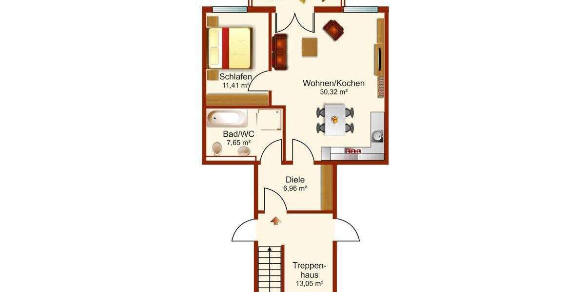 Etagenwohnung Grünhain-Beierfeld Beierfeld - 2 Zimmer, 61 m&sup2;, 675&euro; | Angebot:23307697