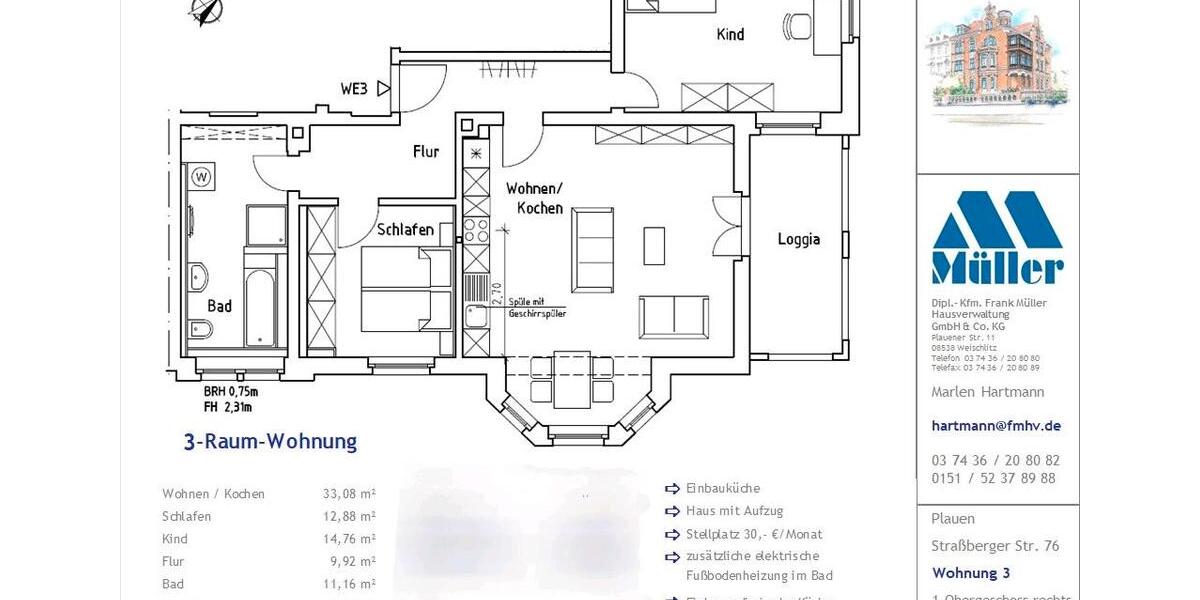Etagenwohnung Weismain - 3 Zimmer, 87 m&sup2;, 620&euro; | Angebot:24860778