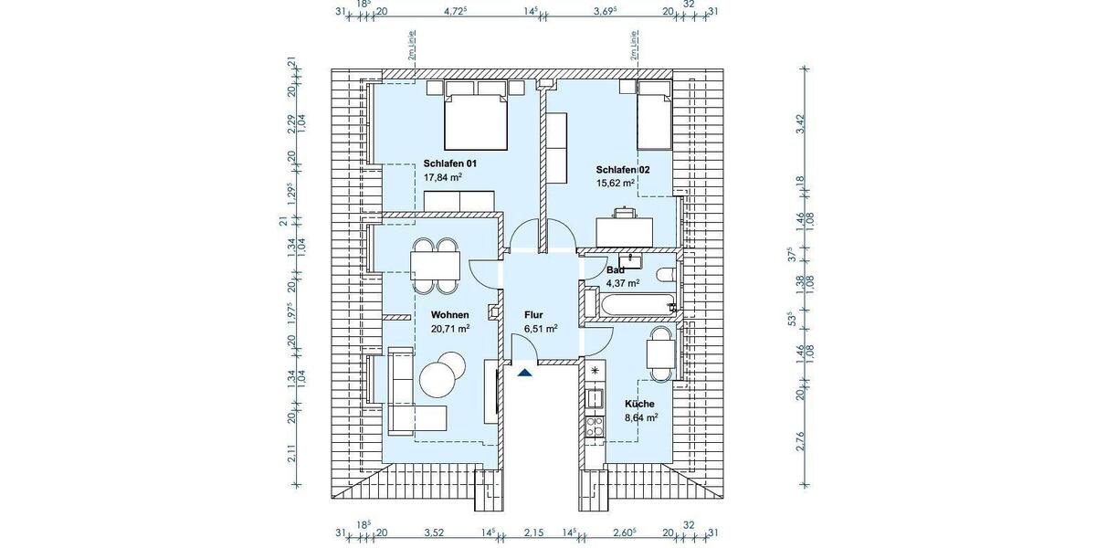 Dachgeschoßwohnung Münster Mitte-Süd - 3 Zimmer, 76 m&sup2;, 1.530&euro; | Angebot:26479440