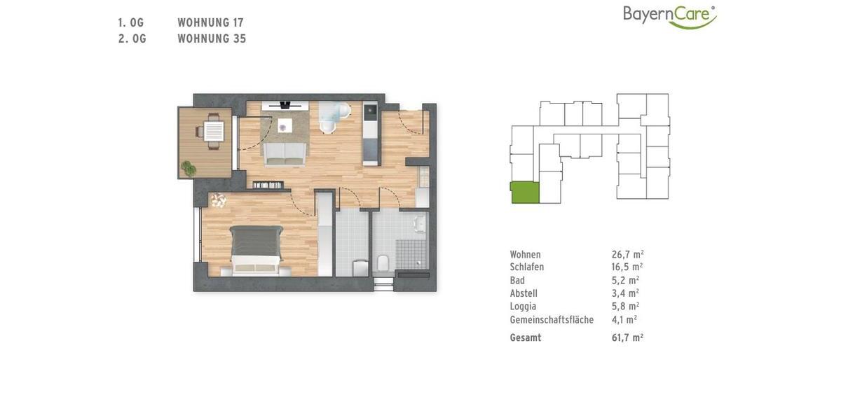 Etagenwohnung Schwandorf - 2 Zimmer, 62 m&sup2;, 840&euro; | Angebot:26350210
