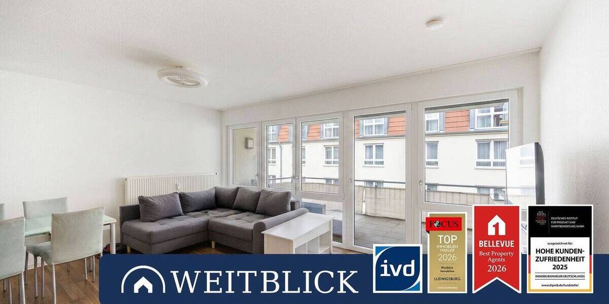 Etagenwohnung Ludwigsburg Mitte - 2 Zimmer, 57 m&sup2;, 1.050&euro; | Angebot:26787648