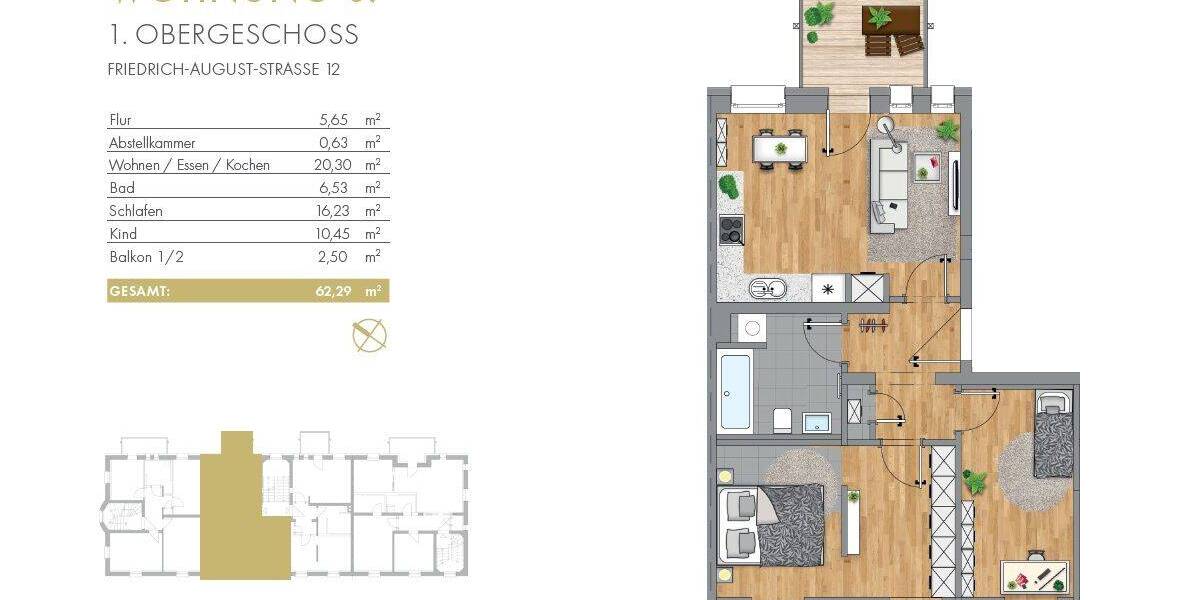 Etagenwohnung Rochlitz - 3 Zimmer, 62 m&sup2;, 550&euro; | Angebot:26657033