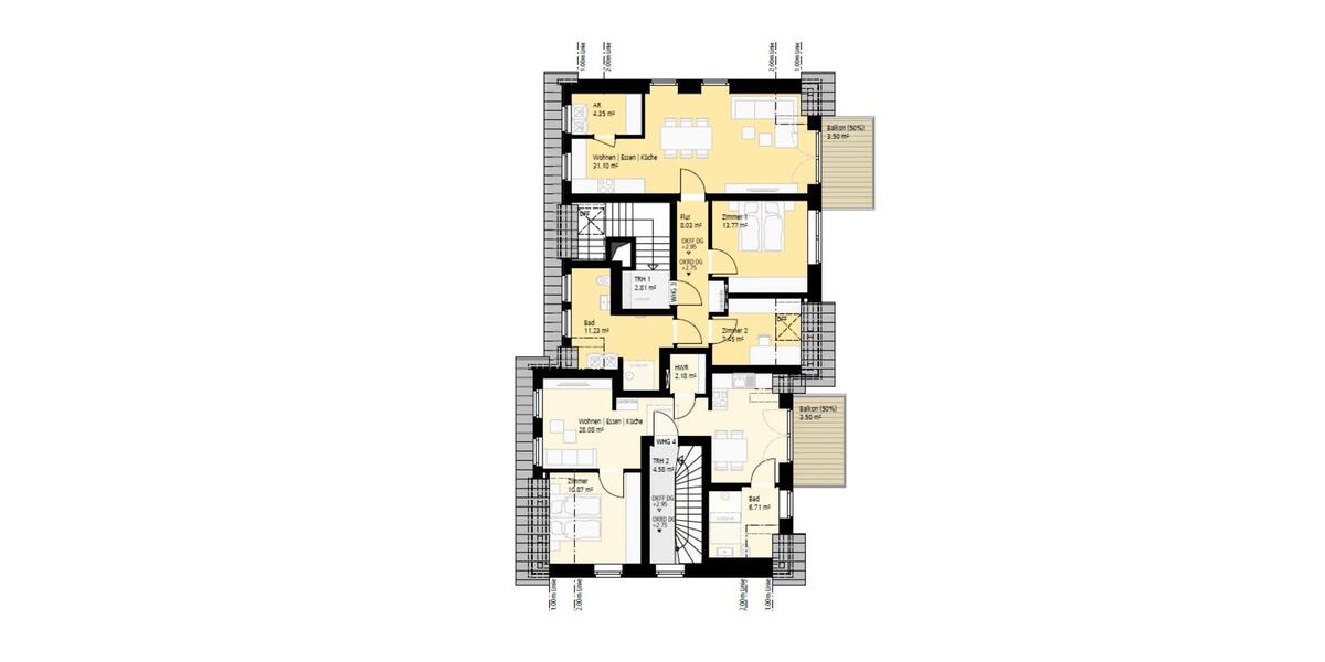 Dachgeschoßwohnung Vreden - 3 Zimmer, 80 m&sup2;, 1.150&euro; | Angebot:25170814