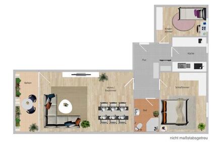 Frisch renovierte 3-Zimmer-Wohnung – Balkon – 6. OG – Nähe DEZ 3 zimmer