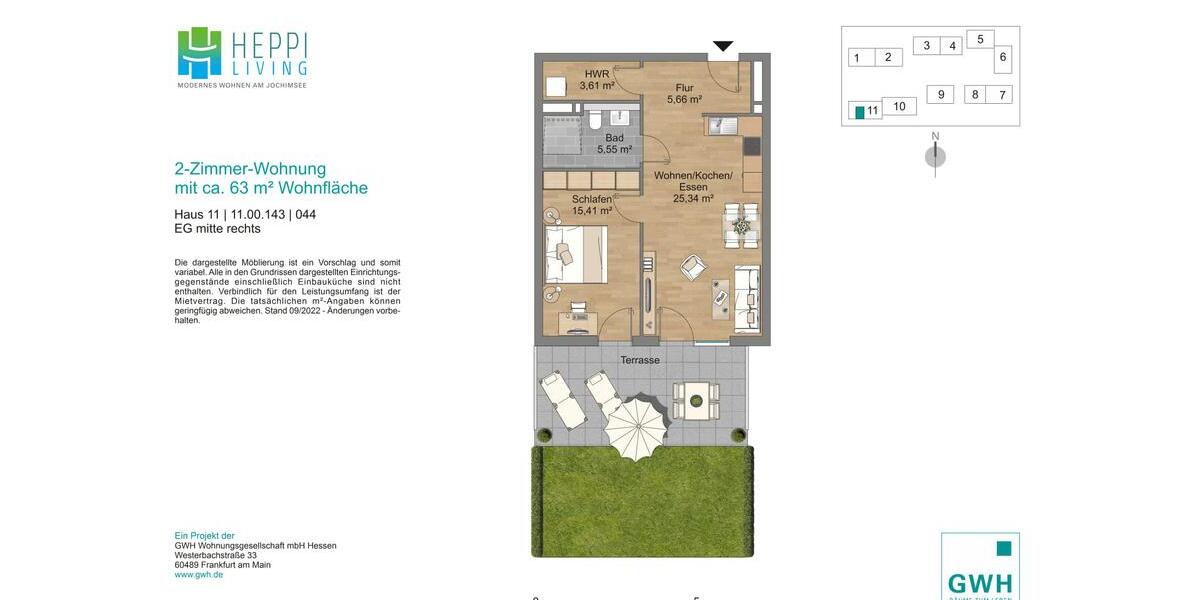 Etagenwohnung Heppenheim (Bergstraße) - 2 Zimmer, 63 m&sup2;, 809&euro; | Angebot:25806104