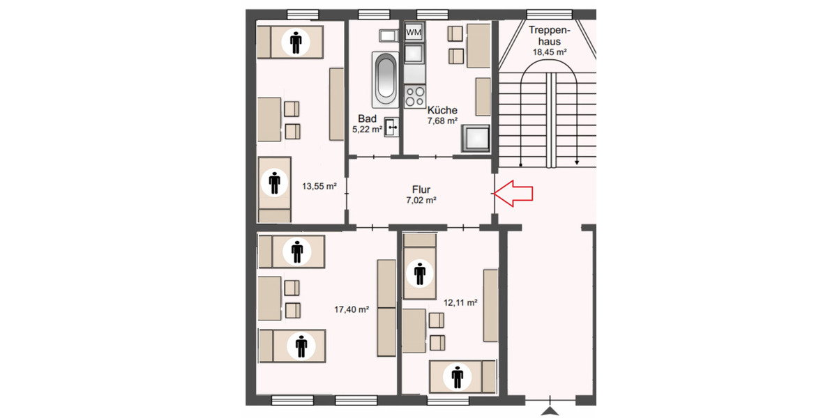 Wohnen auf Zeit Schkeuditz - 3 Zimmer, 61 m&sup2;, 14&euro; | Angebot:18956850