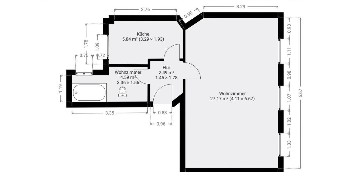 Etagenwohnung Köln Kalk - 1.5 Zimmer, 40 m&sup2;, 950&euro; | Angebot:26677971