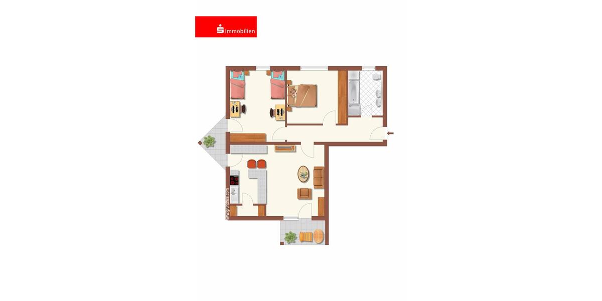 Erdgeschoßwohnung Steinbach-Hallenberg Hallenberg - 3 Zimmer, 88 m&sup2;, 570&euro; | Angebot:23630440