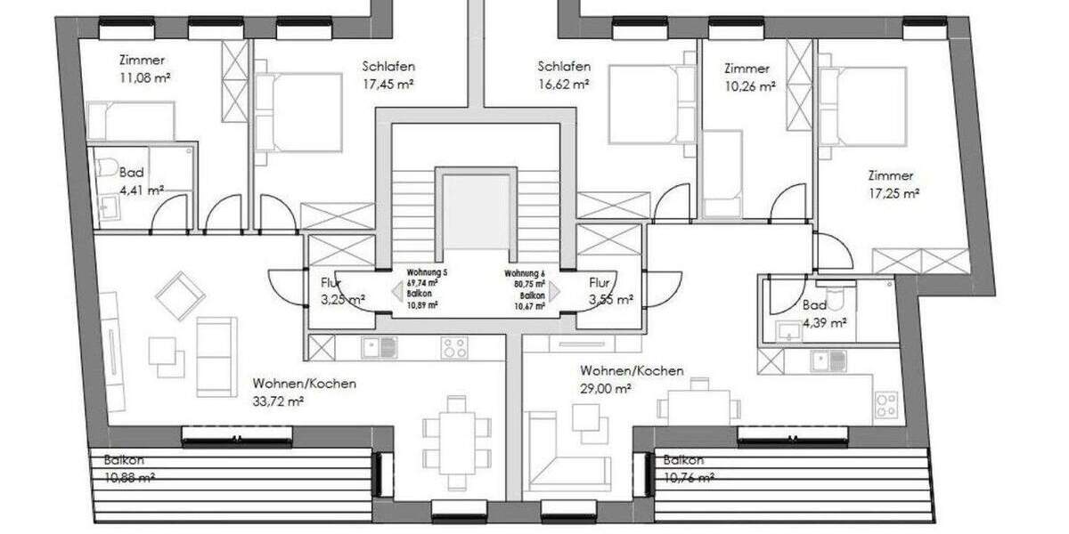 Etagenwohnung Emden Stadtzentrum - 4 Zimmer, 83 m&sup2;, 1.250&euro; | Angebot:24960934