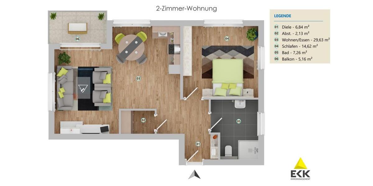 Erdgeschoßwohnung Meckenheim - 2 Zimmer, 63 m&sup2;, 895&euro; | Angebot:25760096