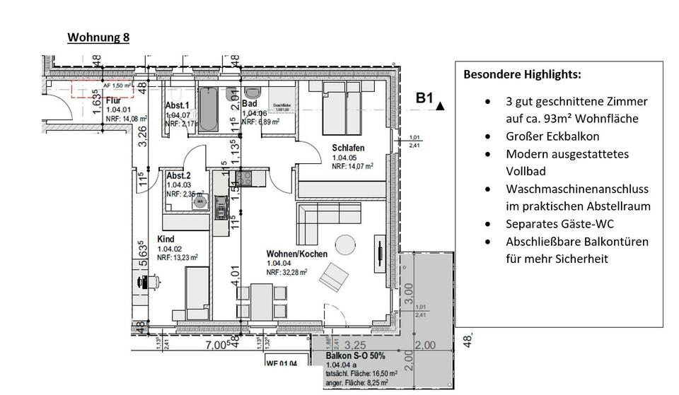 Etagenwohnung Neumünster Brachenfeld/Ruthenberg - 3 Zimmer, 93 m&sup2;, 1.679&euro; | Angebot:26647446