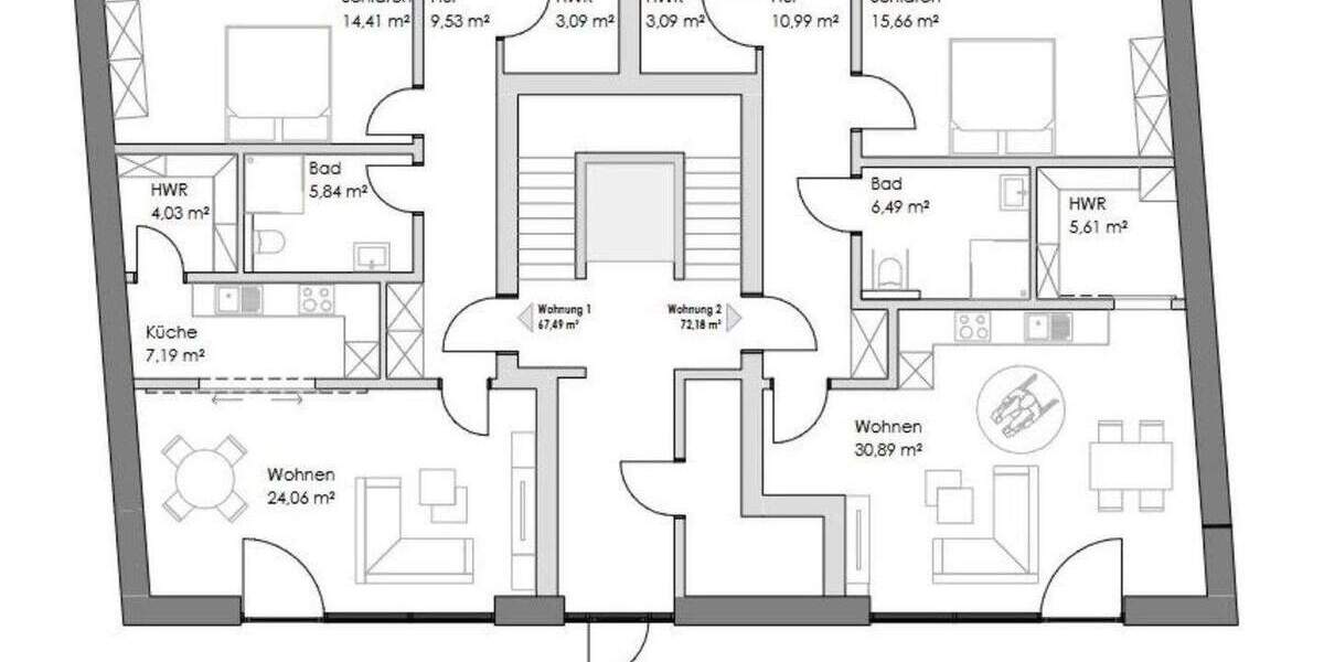 Etagenwohnung Emden Stadtzentrum - 2 Zimmer, 75 m&sup2;, 1.190&euro; | Angebot:24980057
