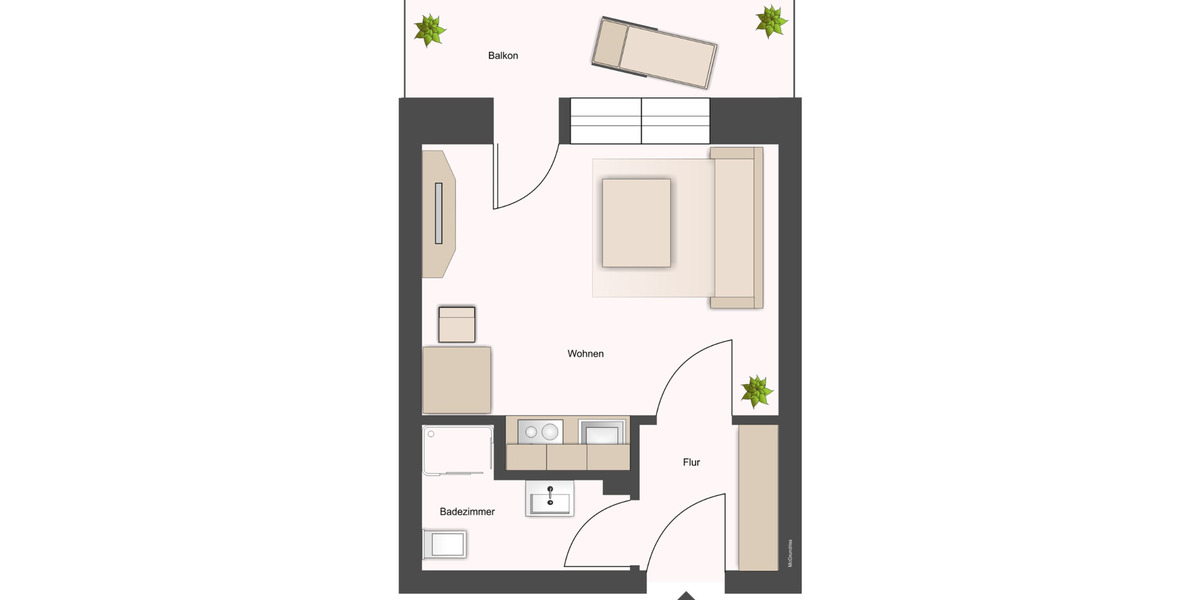 Helles 1-Zimmer-Appartement mit Balkon & Stellplatz am York-Ring 1 zimmer