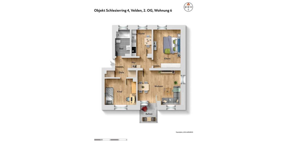 Etagenwohnung Velden - 3 Zimmer, 71 m&sup2;, 785&euro; | Angebot:25814937
