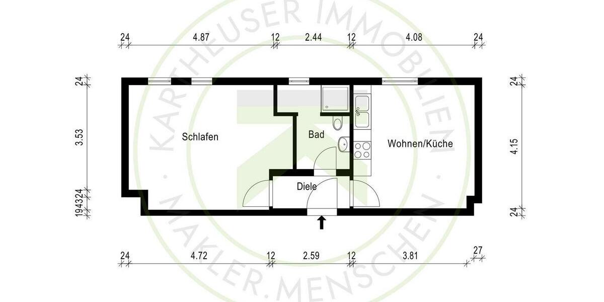 Etagenwohnung Velbert - 2 Zimmer, 45 m&sup2;, 360&euro; | Angebot:25341202