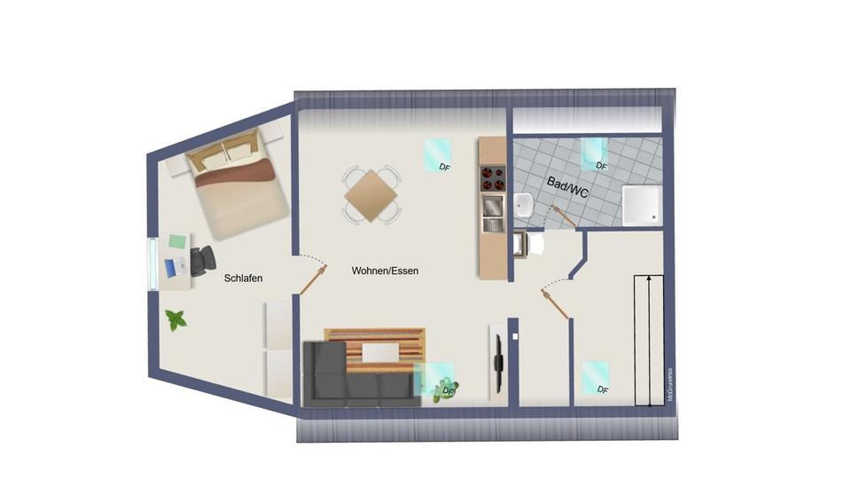 Dachgeschoßwohnung Schlitz - 2 Zimmer, 44 m&sup2;, 500&euro; | Angebot:26366726