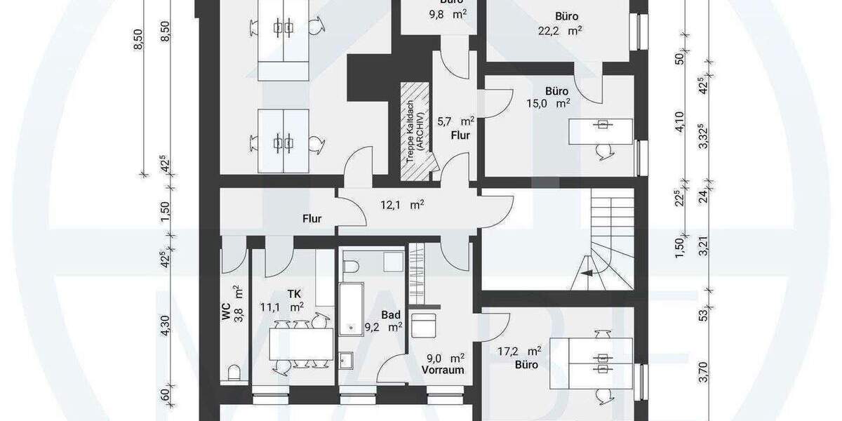 Moderne Bürofläche in ruhiger Lage zu vermieten 7 zimmer