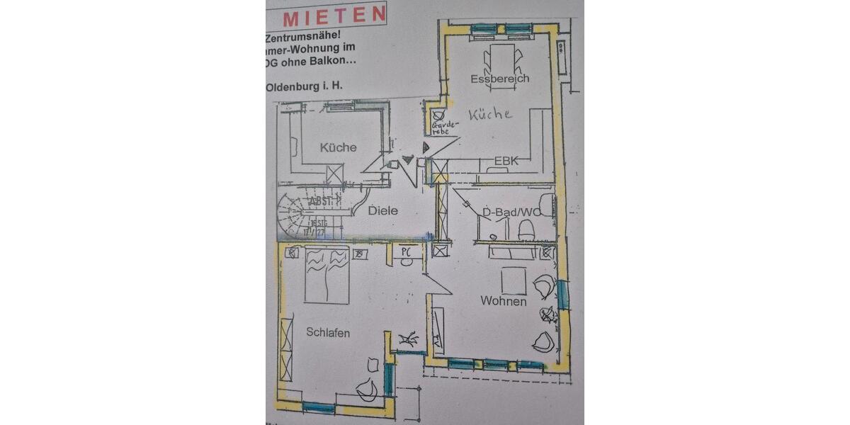 Etagenwohnung Oldenburg in Holstein - 2 Zimmer, 74 m&sup2;, 750&euro; | Angebot:26040016