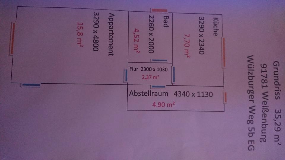 Erdgeschoßwohnung Weißenburg in Bayern - 1 Zimmer, 35 m&sup2;, 355&euro; | Angebot:26425707