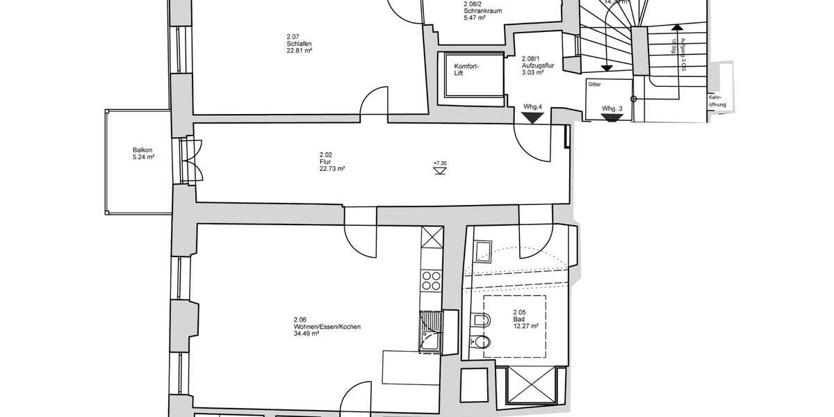 Etagenwohnung Burghausen - 2 Zimmer, 107 m&sup2;, 1.025&euro; | Angebot:25378085