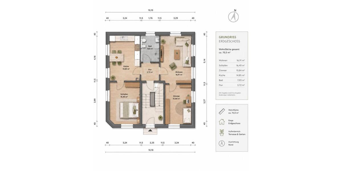Erdgeschoßwohnung Heide - 3 Zimmer, 72 m&sup2;, 750&euro; | Angebot:26649692
