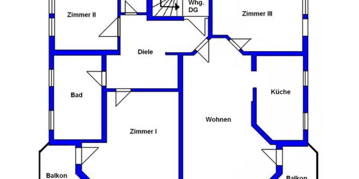 Wohnung 130 qm Wohnfläche + Garage 4 ZKB+WC 2 Balkone 1. OG 4 zimmer