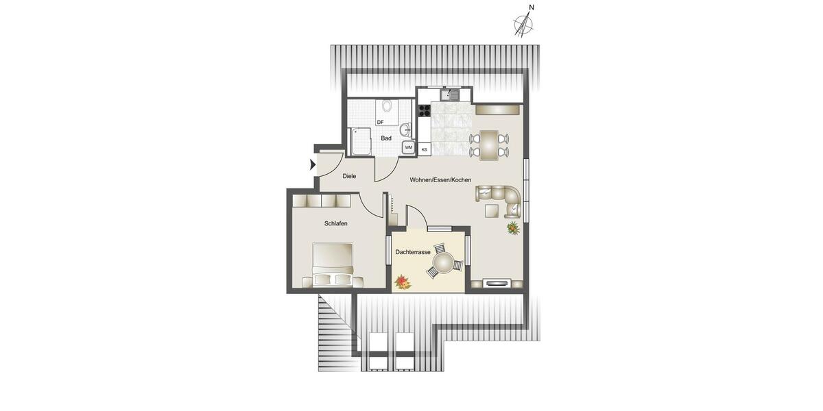 Dachgeschoßwohnung Schöntal - 2 Zimmer, 61 m&sup2;, 760&euro; | Angebot:26421384
