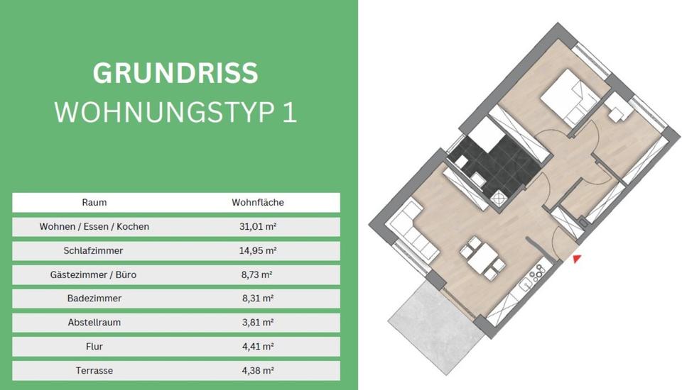 Erdgeschoßwohnung Schmidgaden - 3 Zimmer, 75 m&sup2;, 930&euro; | Angebot:24840060