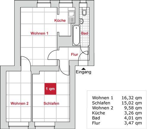 Etagenwohnung Zwickau Pölbitz - 3 Zimmer, 55 m&sup2;, 335&euro; | Angebot:26842148