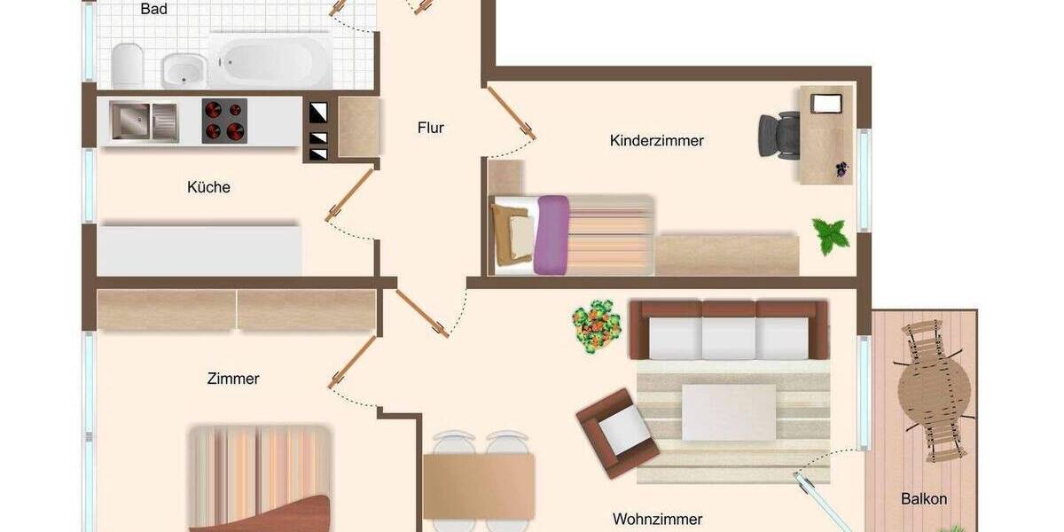 Etagenwohnung Zwickau Eckersbach - 3 Zimmer, 60 m&sup2;, 410&euro; | Angebot:26826649