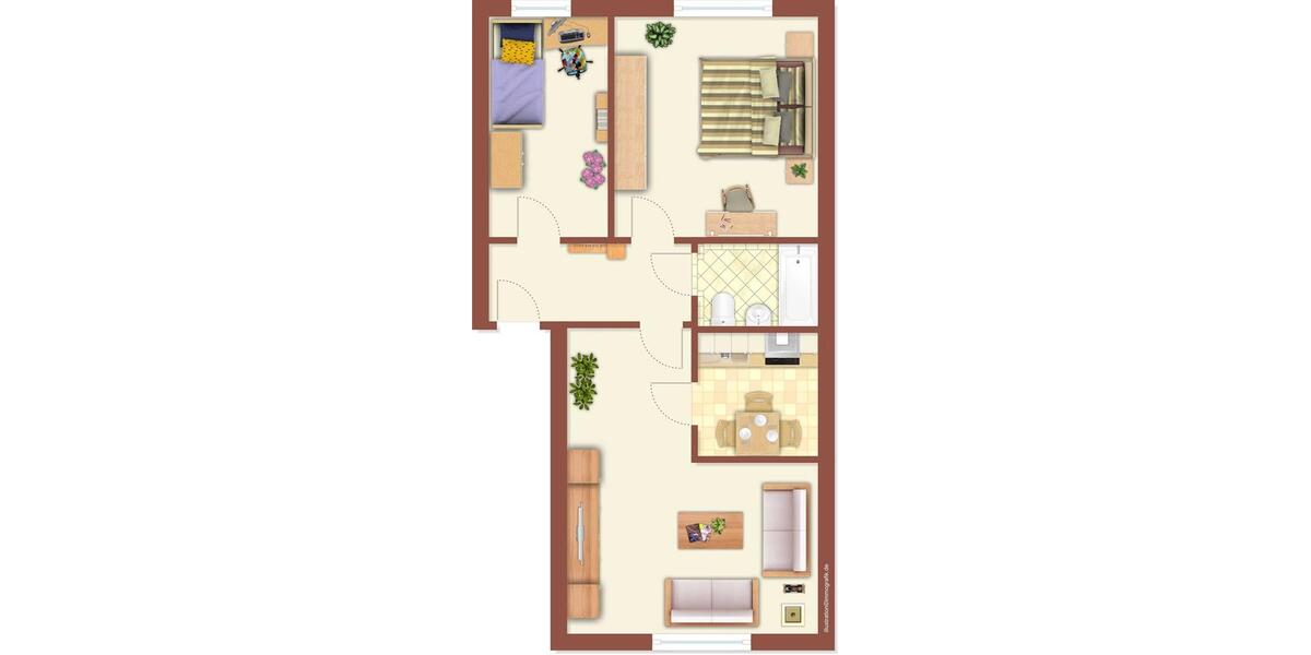 Etagenwohnung Neustrelitz - 3 Zimmer, 59 m&sup2;, 327&euro; | Angebot:25431918