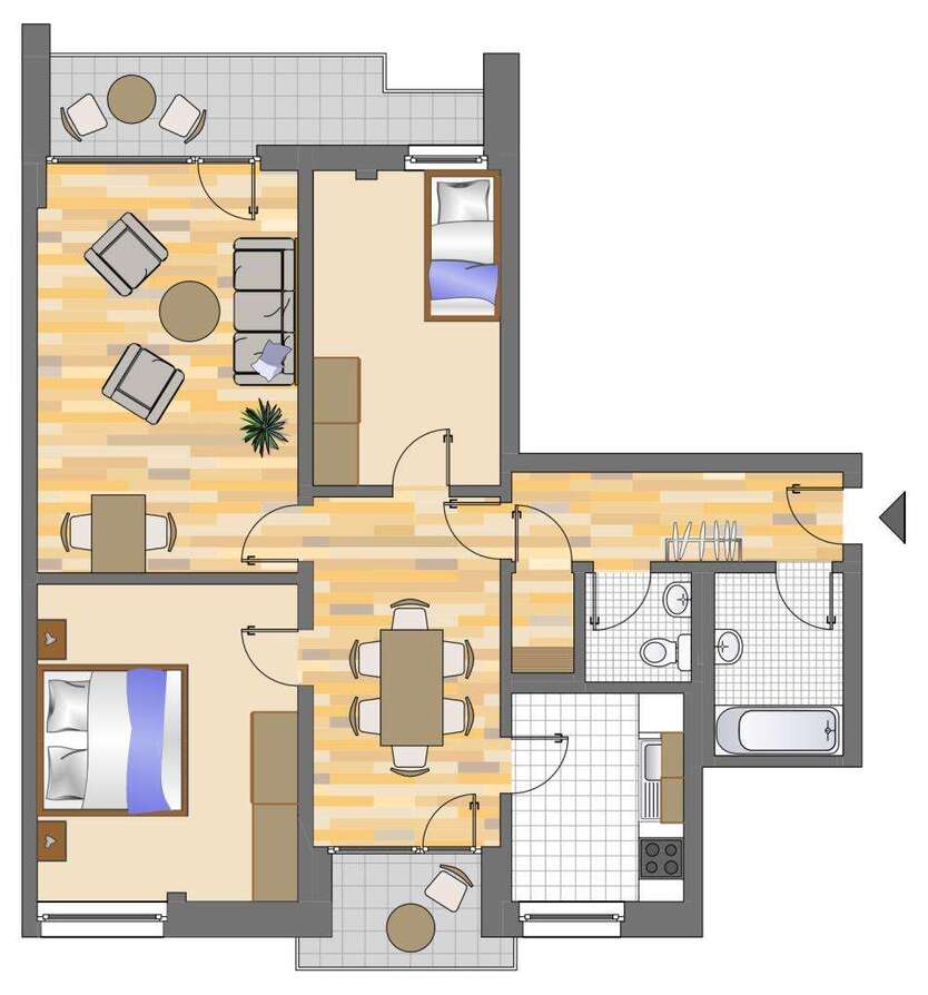 Wohnung zum Mieten in Düsseldorf 913 € 79.4 m² 3 zimmer