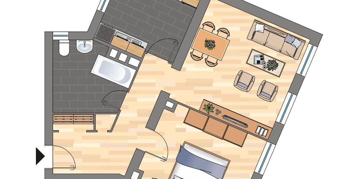 Etagenwohnung Kiel Gaarden-Ost - 2 Zimmer, 51 m&sup2;, 509&euro; | Angebot:26619509