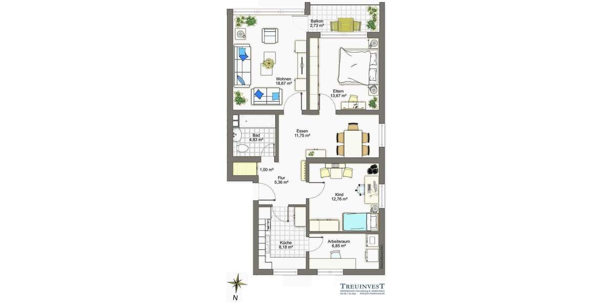 Etagenwohnung Nördlingen - 3 Zimmer, 84 m&sup2;, 735&euro; | Angebot:25984430