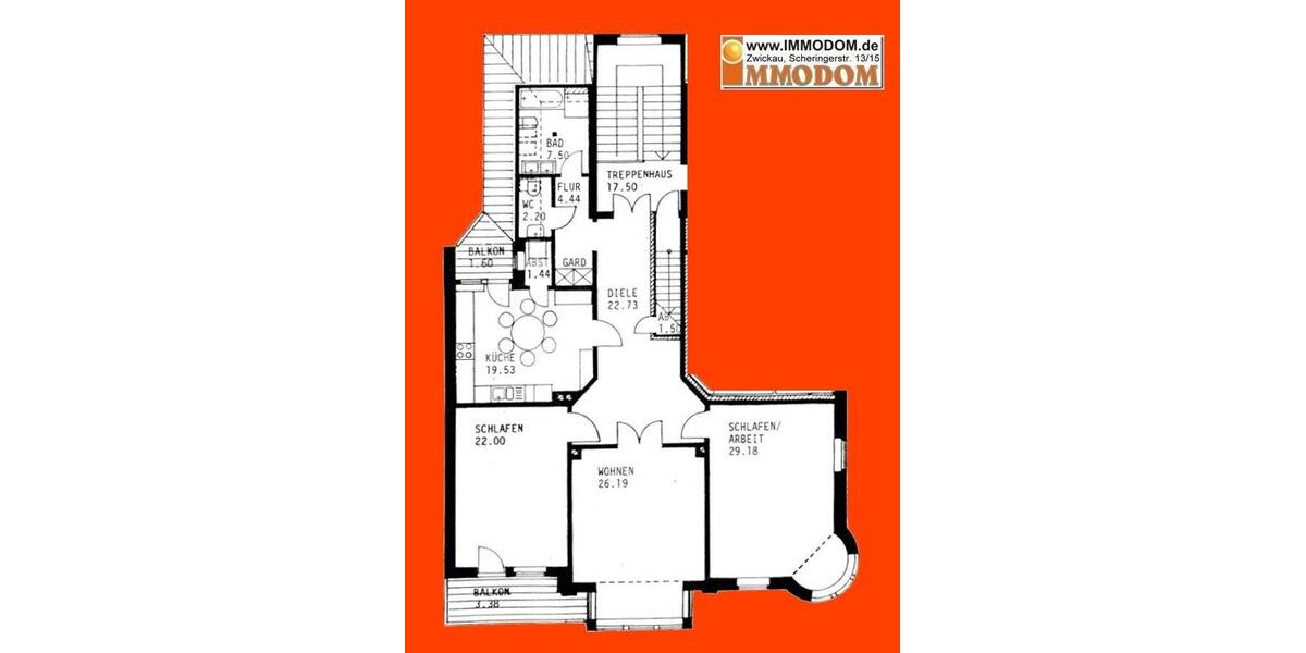 Dachgeschoßwohnung Zwickau Zwickau-Nord - 3 Zimmer, 139 m&sup2;, 695&euro; | Angebot:25869619