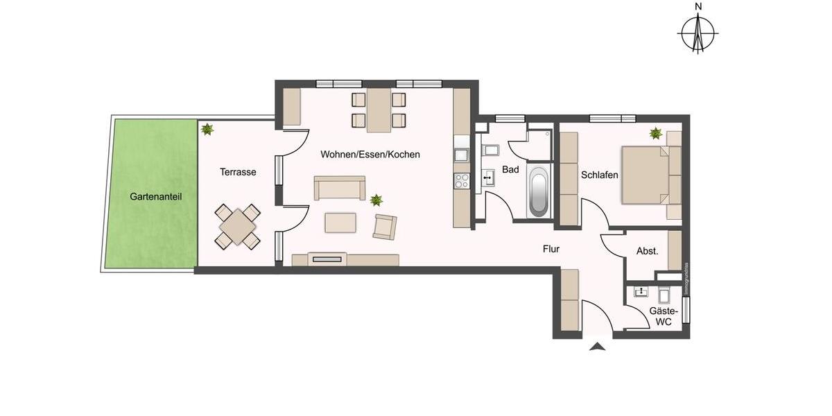 Terrassenwohnung Augsburg Bergheim - 2 Zimmer, 82 m&sup2;, 1.390&euro; | Angebot:26577861