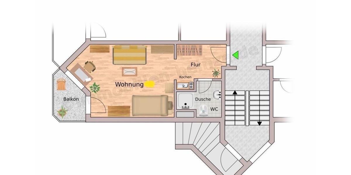 Etagenwohnung Bamberg Am Bruderwald - 1 Zimmer, 27 m&sup2;, 350&euro; | Angebot:25992292