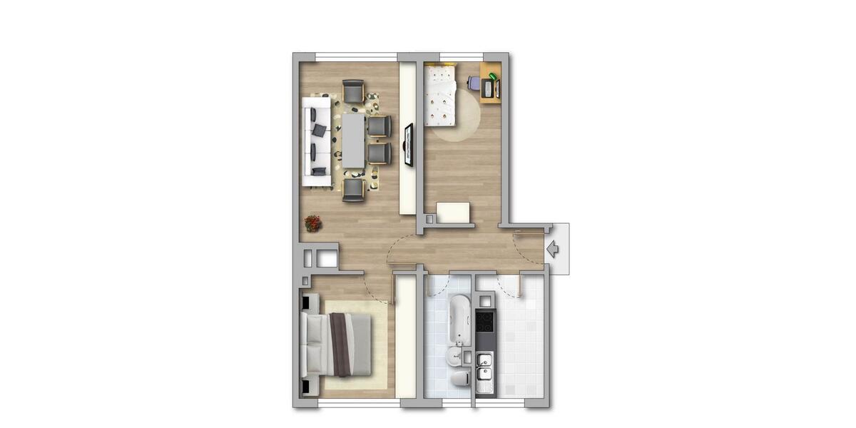 Etagenwohnung Borna - 3 Zimmer, 57 m&sup2;, 308&euro; | Angebot:26512228