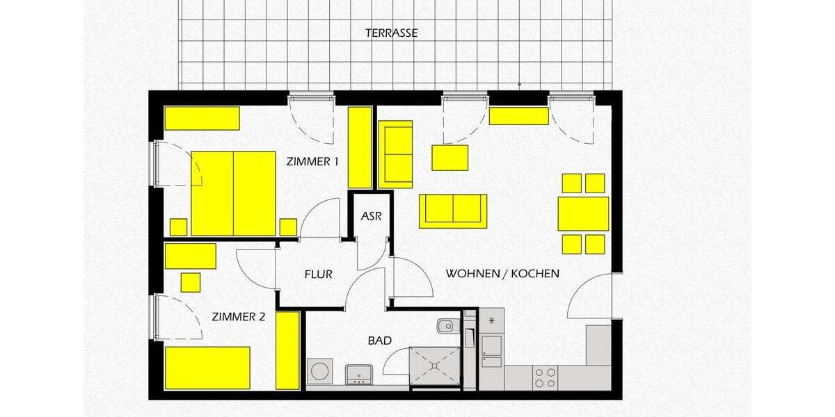 Erdgeschoßwohnung Schönefeld - 3 Zimmer, 82 m&sup2;, 1.219&euro; | Angebot:26676273